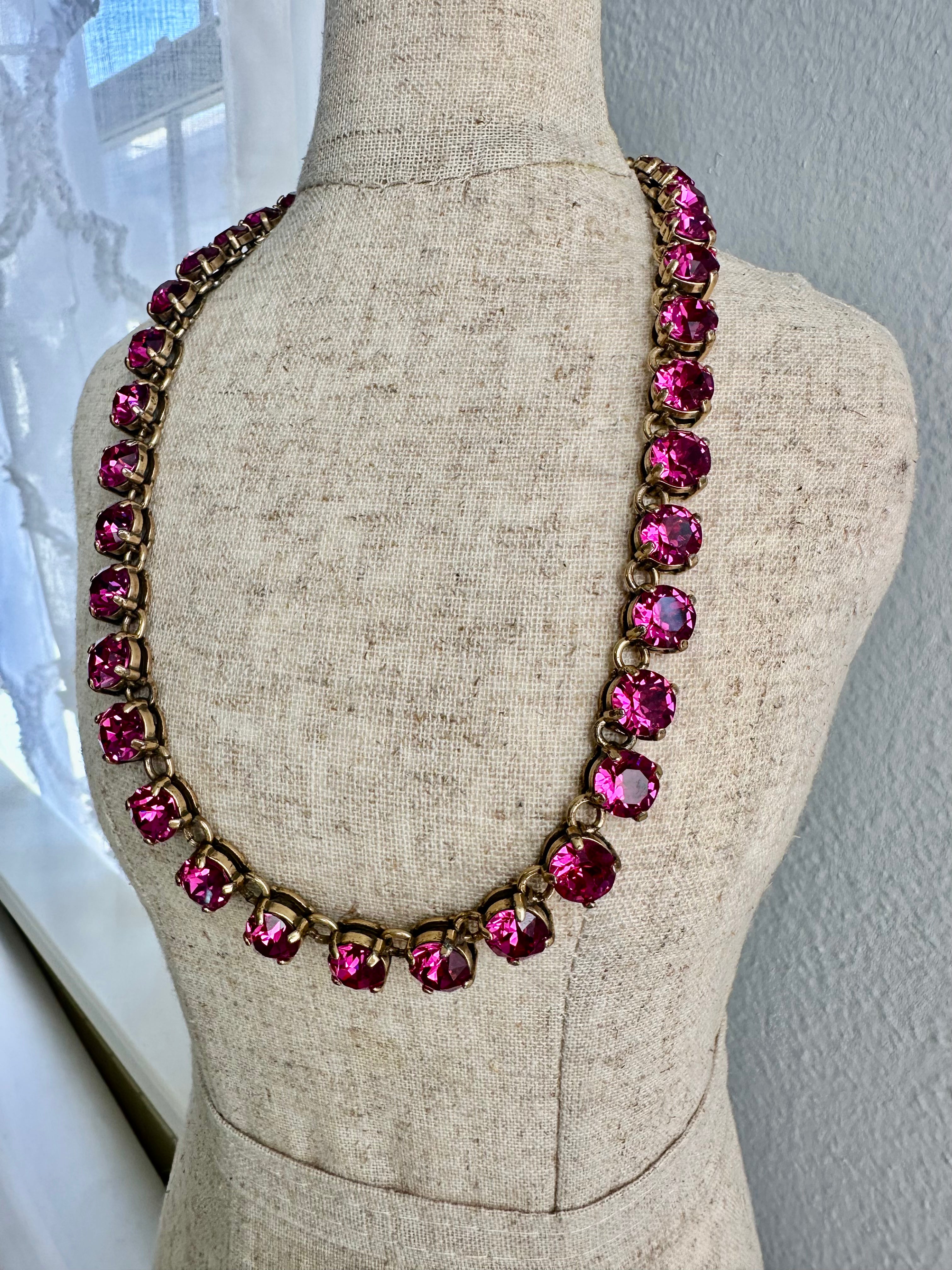 Crew Martha pink Swarovski crystal dot necklace elegant minimalist jewelry