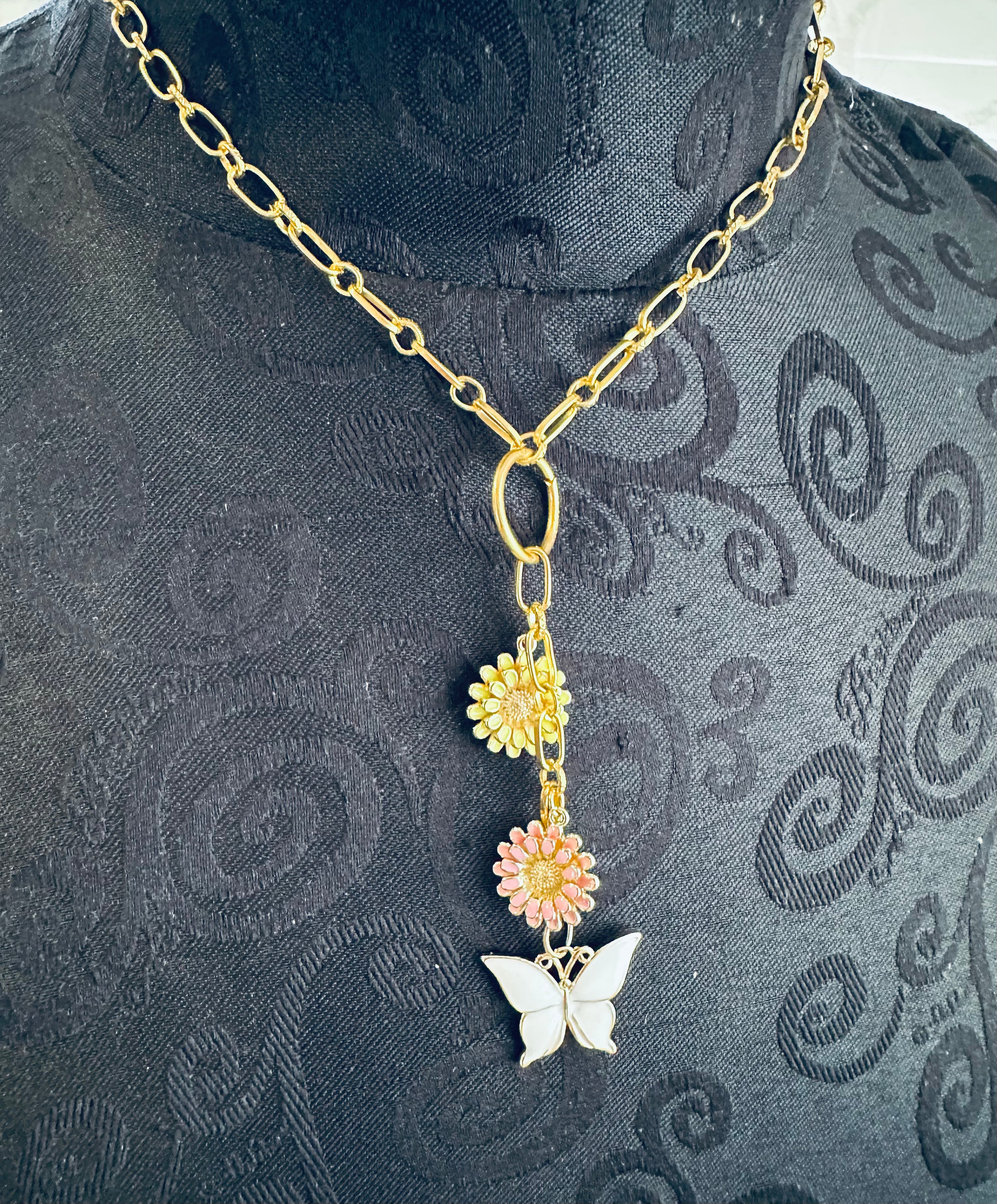 Flower & Butterfly Pendant Necklace 111