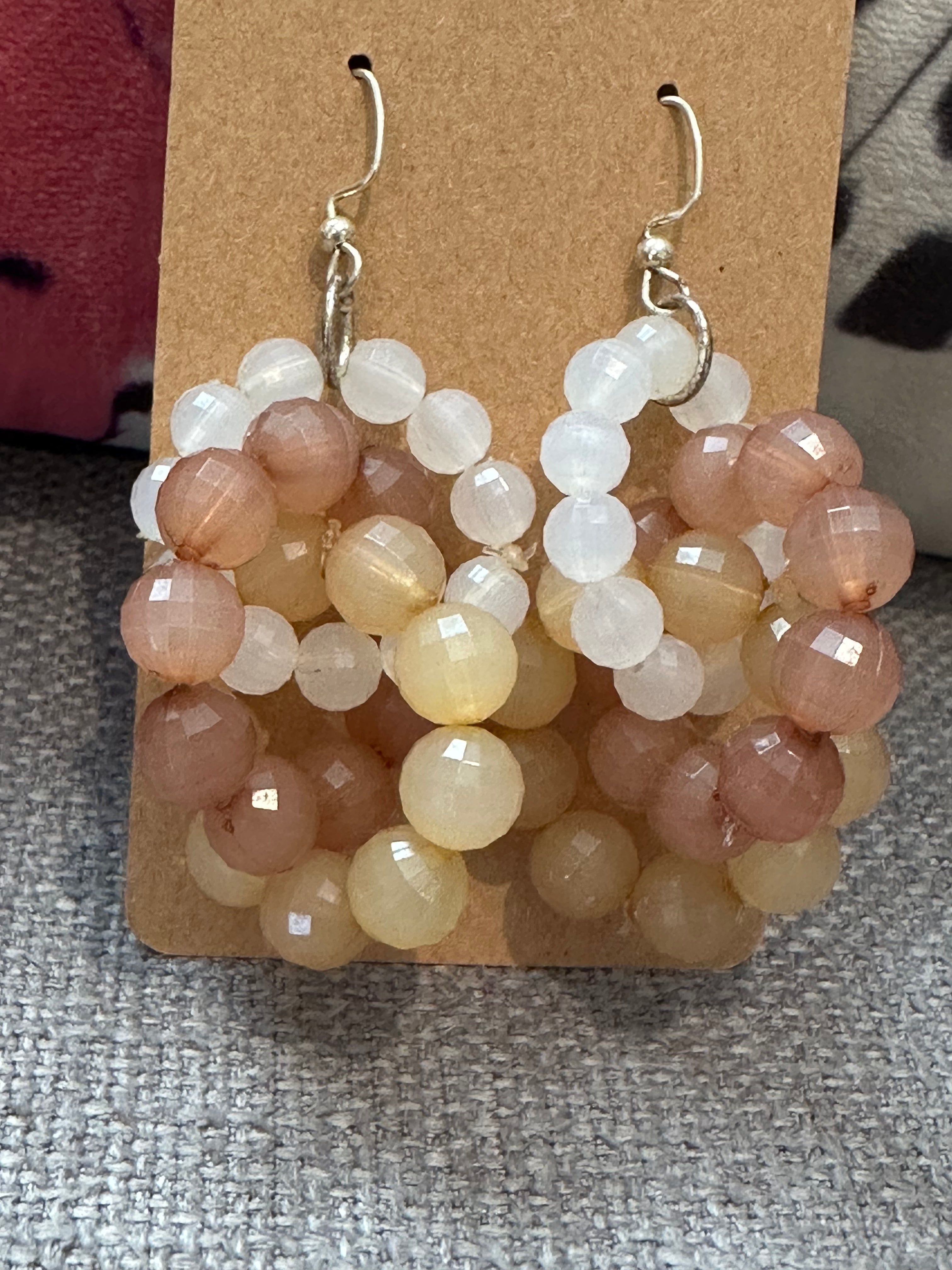Multi-Color Neutral Brown Bead Earrings 316