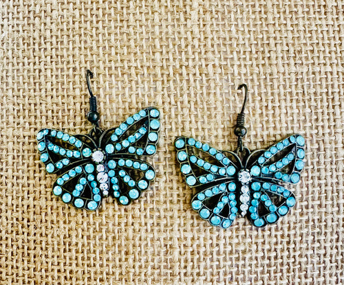 Yazilind Tibetan silver butterfly dangle earrings vintage boho jewelry design