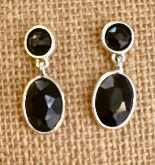 Multistone black onyx earrings with elegant polished statement jewelry design