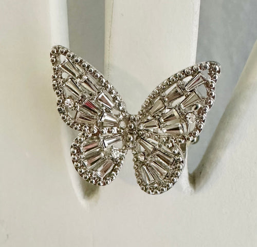 Vintage Barclay multi colored rhinestone brooch pin ring with retro statement design
