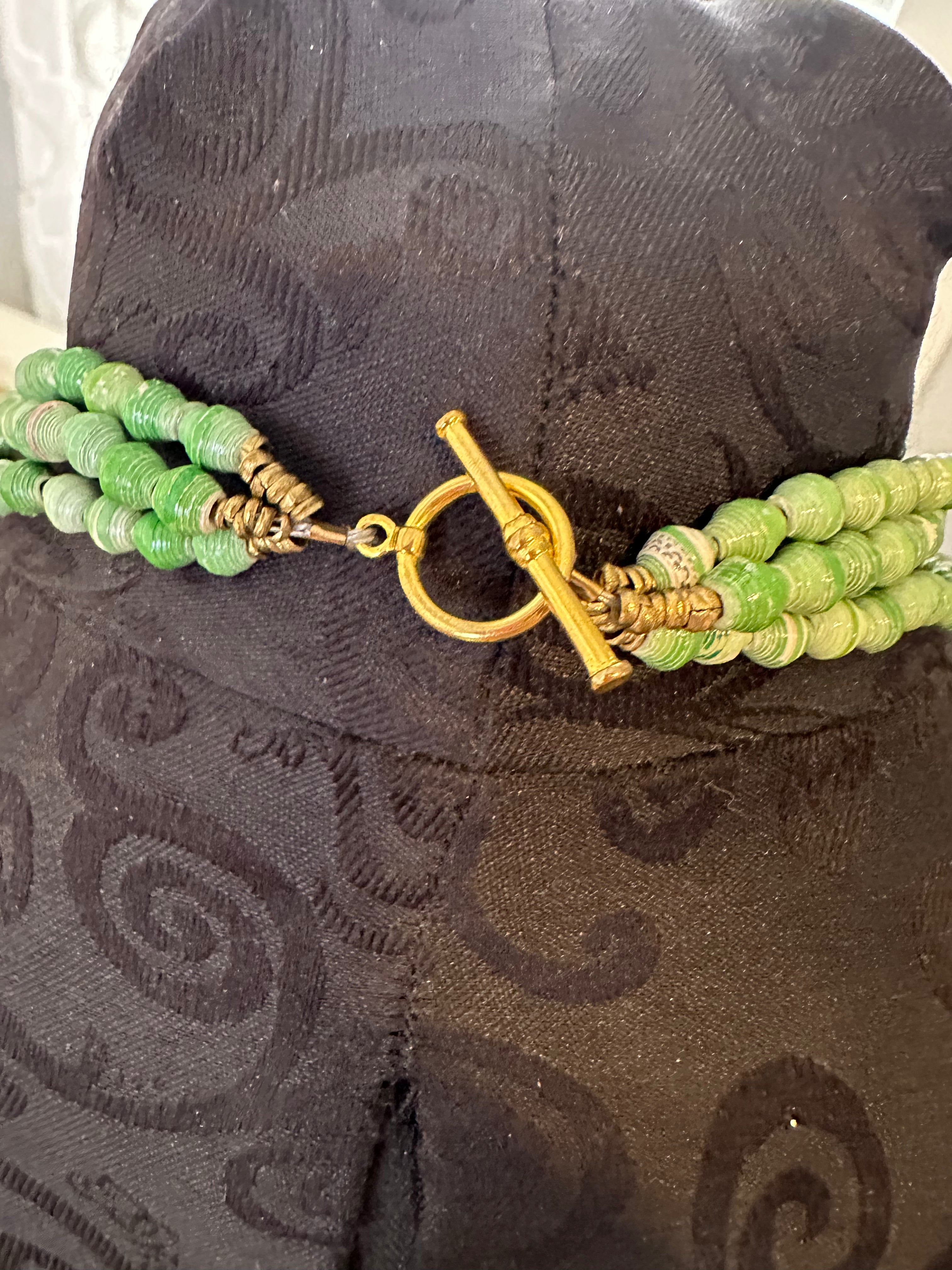Green African-Made Bead Necklace 119