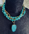 Gold & Turquoise Fashion Necklace 114
