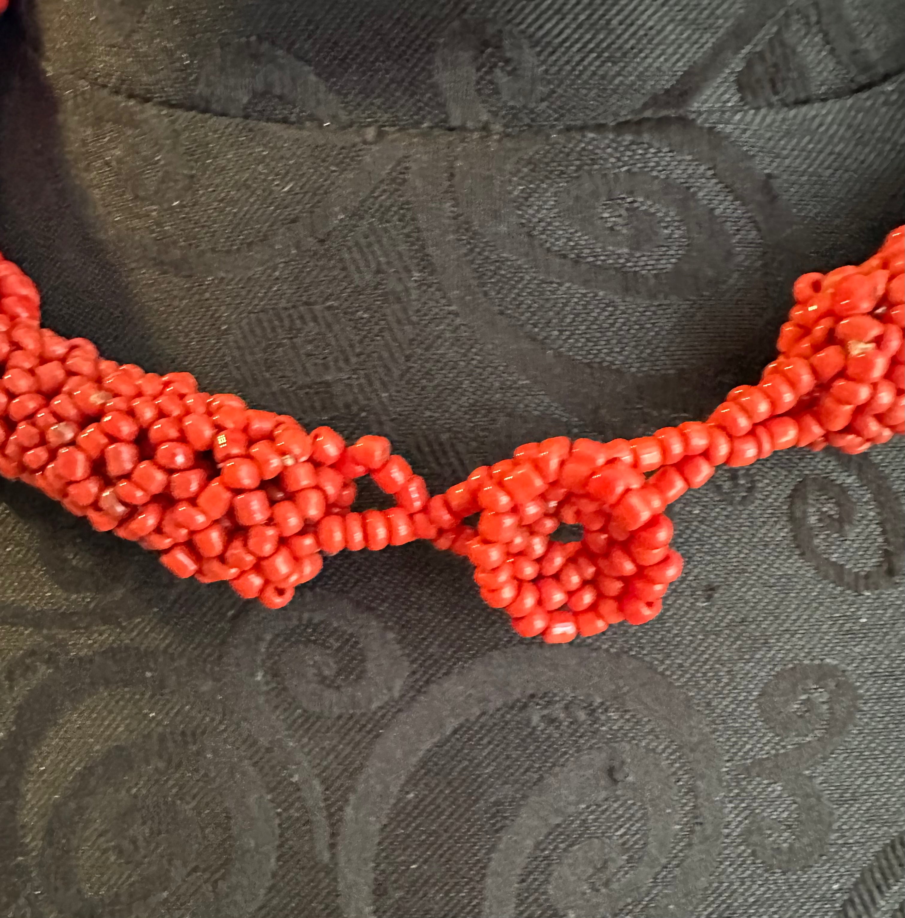 Red Seed Bead Necklace 113