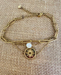 Gold Fashion Bracelet with Solar Pendant 214