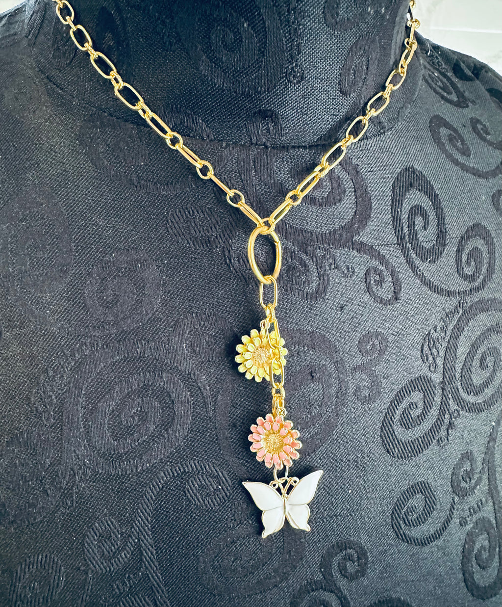 Flower & Butterfly Pendant Necklace 111