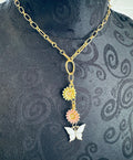 Flower & Butterfly Pendant Necklace 111