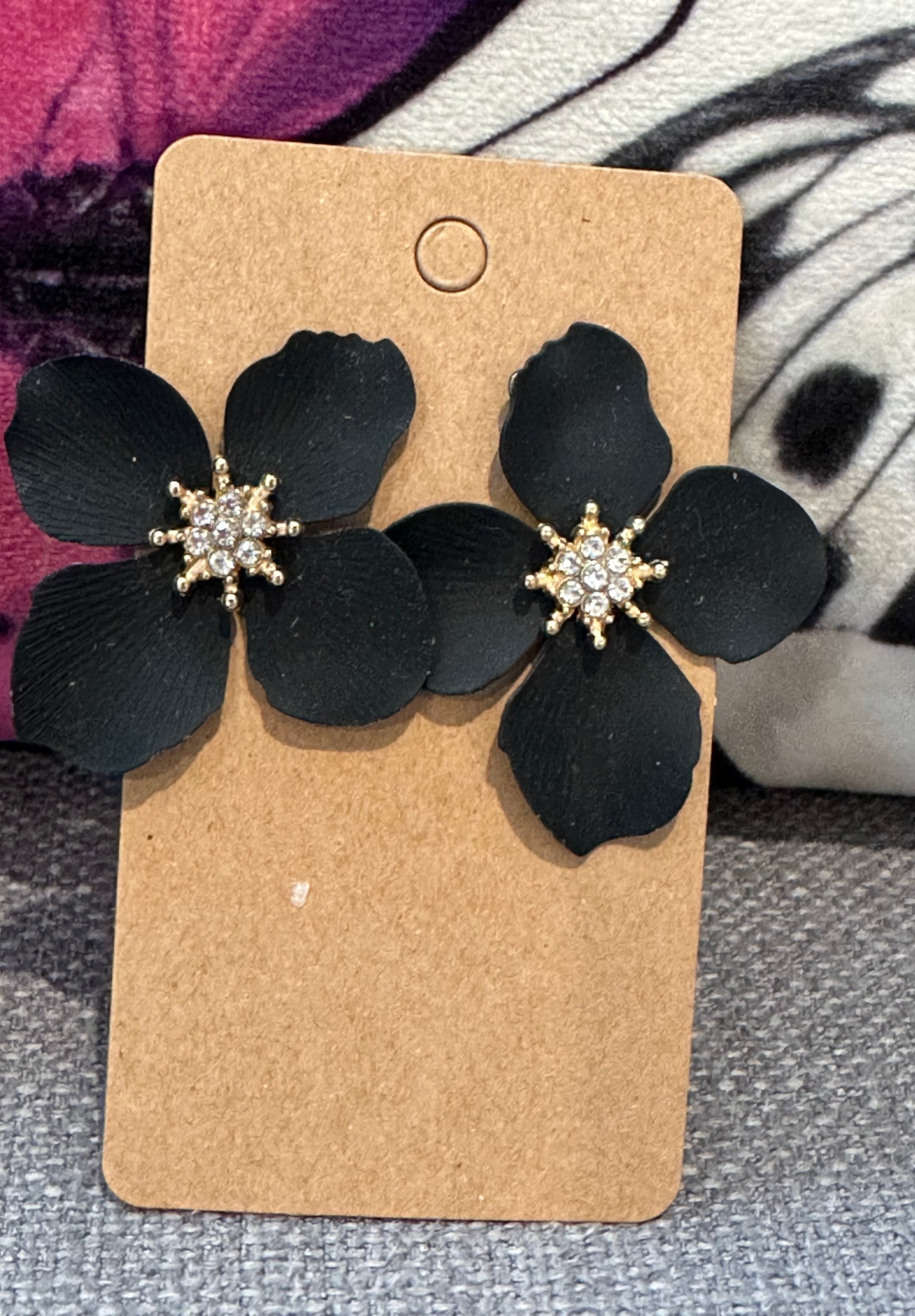 Black Flower Earrings 313