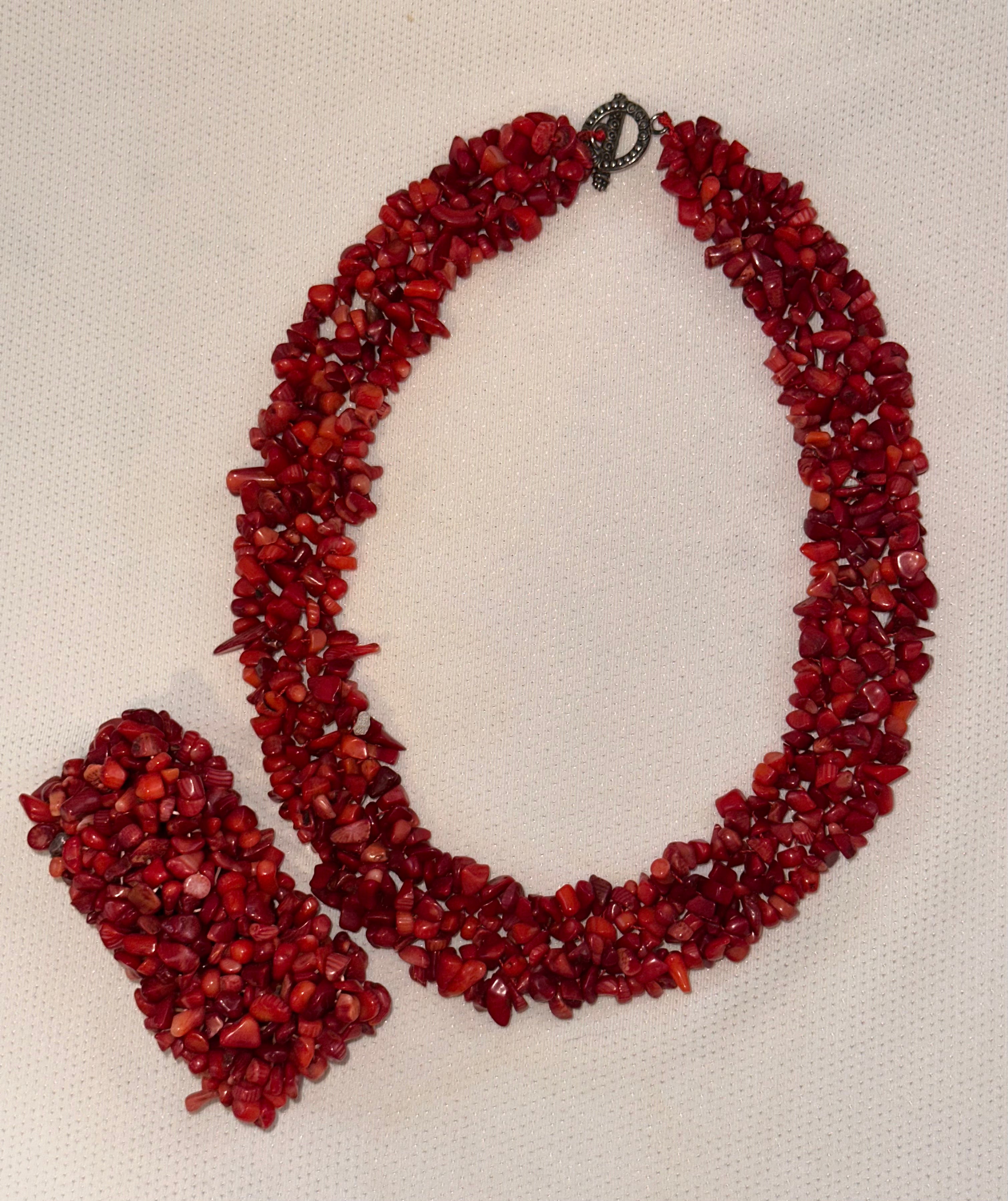Red Coral Bracelet & Necklace Set 501
