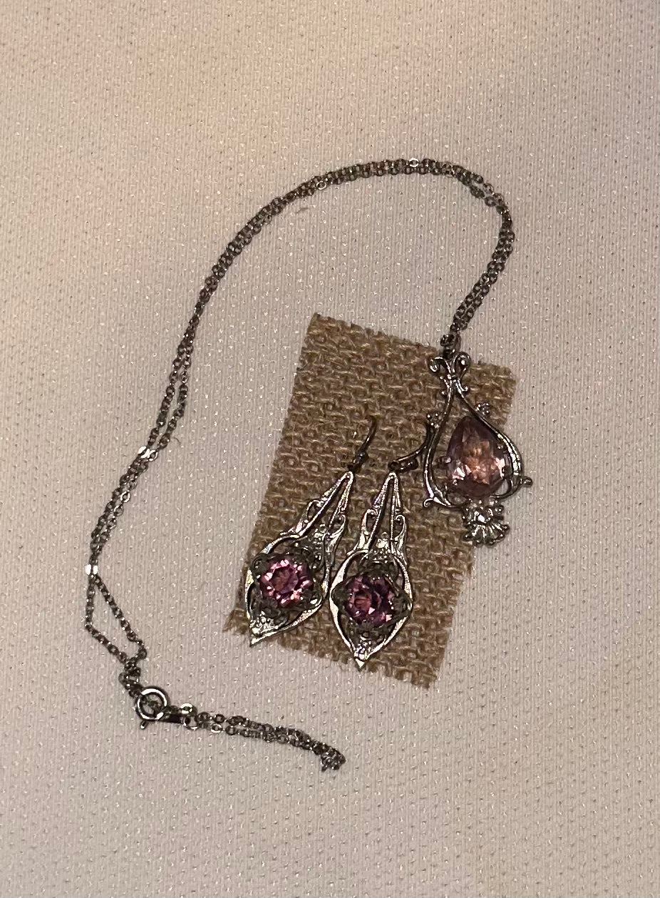 Amethyst Earrings & Necklace Set 502