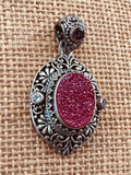 Red Drusy Pendant by Sarda 702