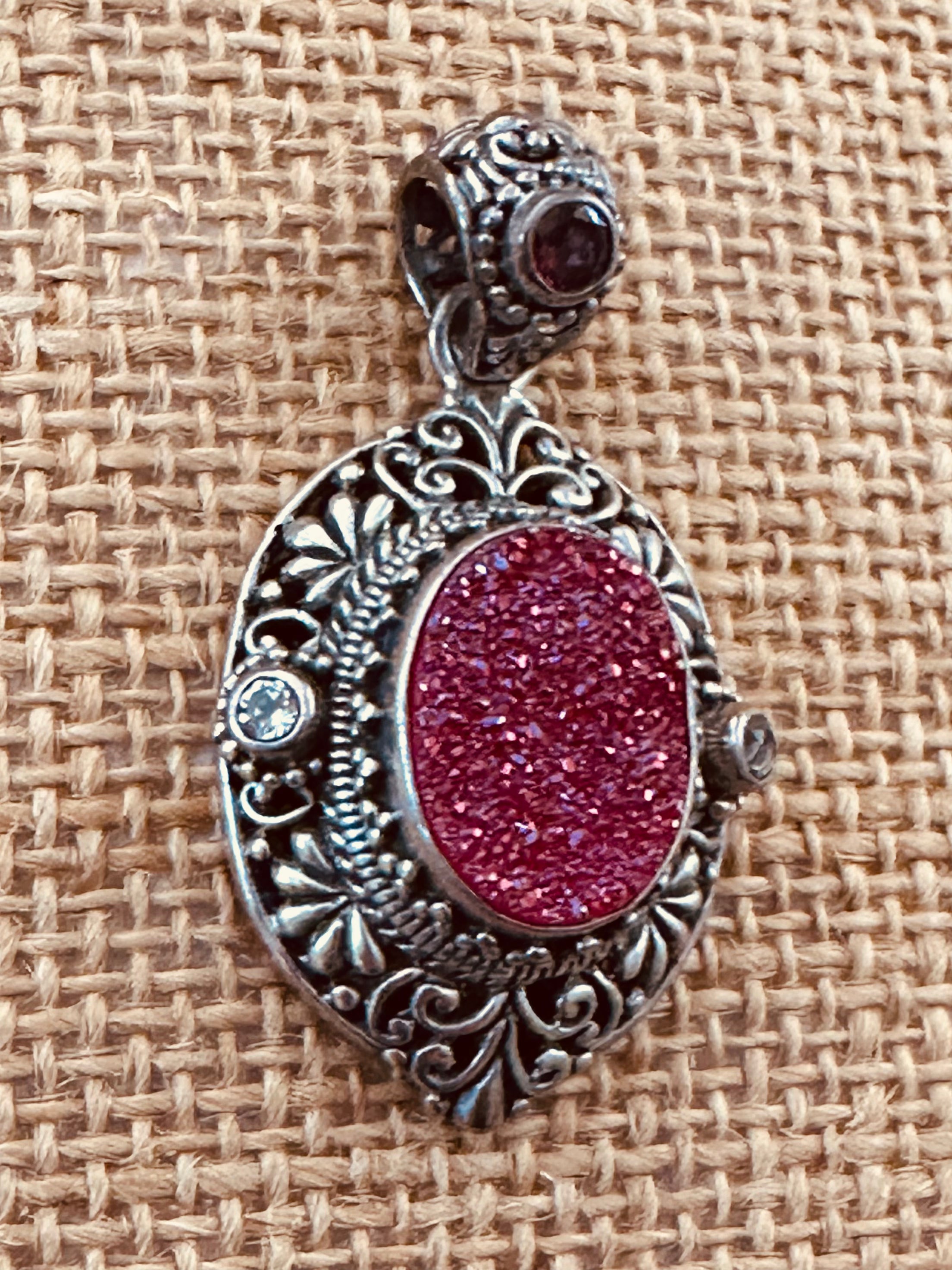 Red Drusy Pendant by Sarda 702